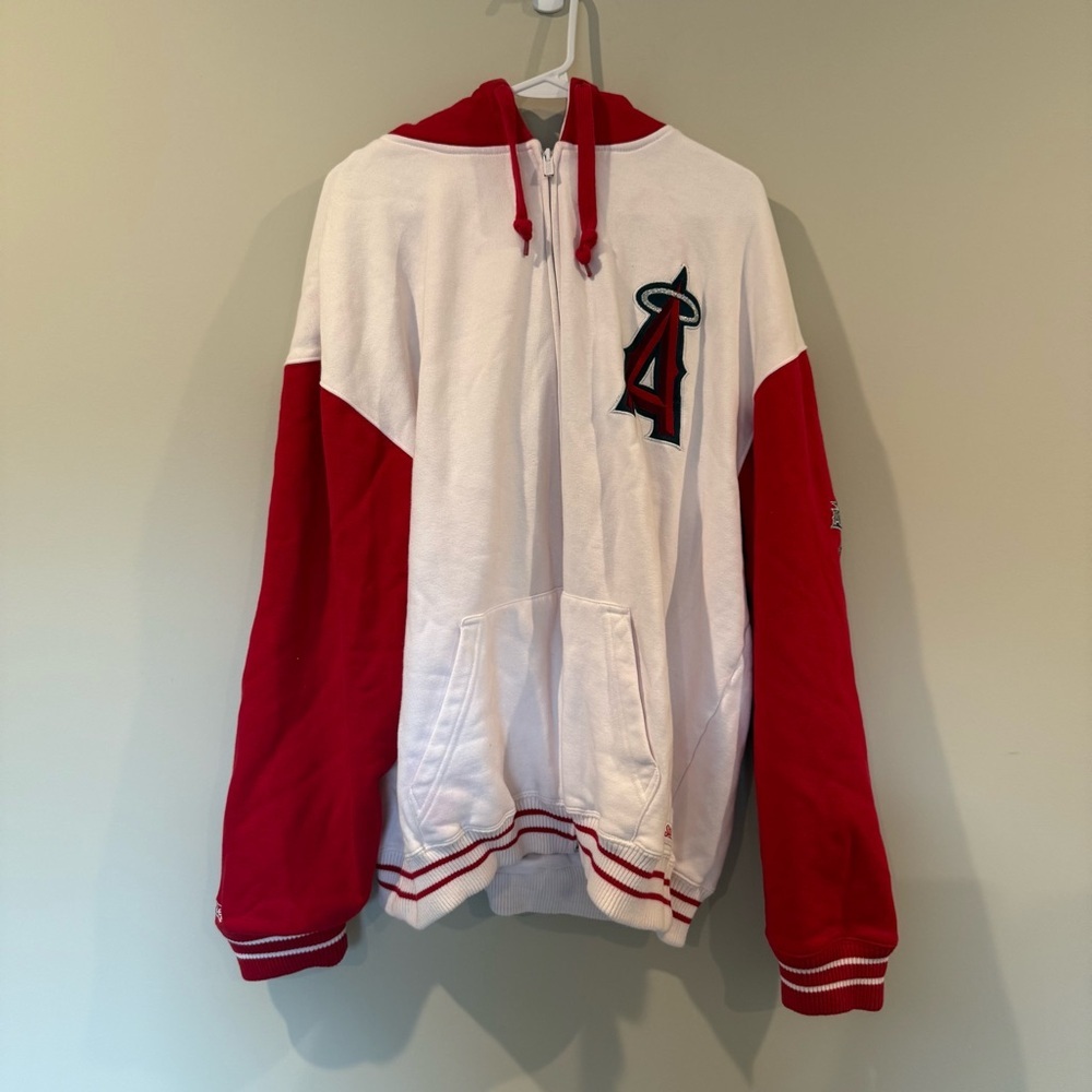 Angels MLB Red and White Hooded Jacket Size XL